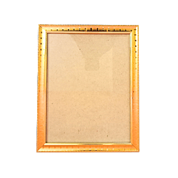 Goddess Lakshmi, Saraswathi, Lord Ganapathi Gold Jari Photo with Gold Colour Frame (Small Size