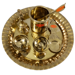 Brass Pooja Article Set (Contains 5 Pooja Articles)