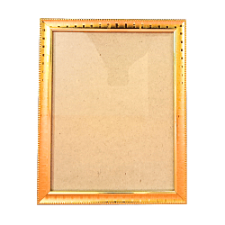 Goddess Lakshmi, Saraswathi, Lord Ganapathi Gold Jari Photo with Gold Colour Frame (Small Size