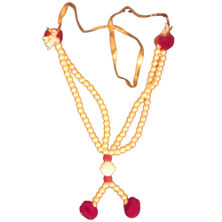 Gold Colour 2 lines special decorative garland with maroon thread balls