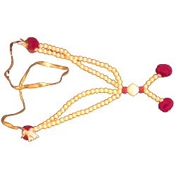 Gold Colour 2 lines special decorative garland with maroon thread balls