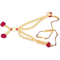 Gold Colour 2 lines special decorative garland with maroon thread balls