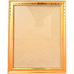 Goddess Lakshmi, Saraswathi, Lord Ganapathi Gold Jari Photo with Gold Colour Frame (Small Size