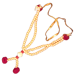 Gold Colour 2 lines special decorative garland with maroon thread balls