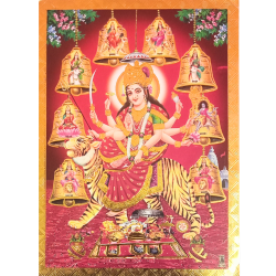 Goddess Durga Devi Photo with Gold Colour Wooden Frame