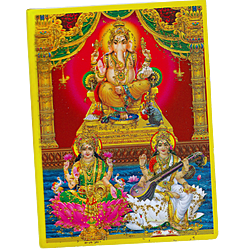 Lord Ganapathi, Lakshmi & Saraswathi Pocket Size Photo Card