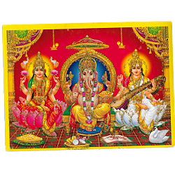 Lakshmi Devi,  Ganapathi, Saraswathi Pocket Size Photo Card