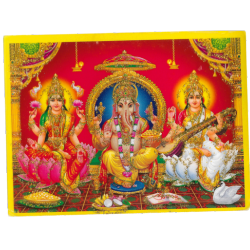 Lakshmi Devi,  Ganapathi, Saraswathi Pocket Size Photo Card