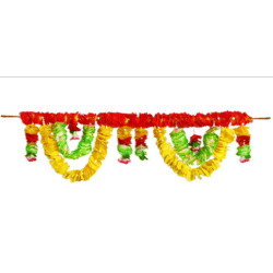 Yellow, Red and Green Flower Door Toran - Decorative Door Hanging