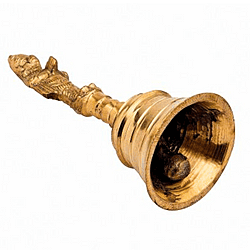 Brass Pooja Bell with Hanuman image Small Size