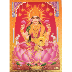 Goddess Lakshmi Photo with Gold Colour Wooden Frame