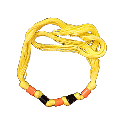 Red and Black Beads with Yellow thread for wrist wearing