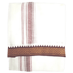 White Colour Traditional Dhoti with Brown Boarder 2mtr