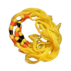 Red and Black Beads with Yellow thread for wrist wearing