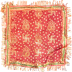 Multi Colour Swastik Square Type Designer Chunri