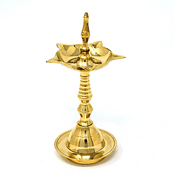 Brass Kerala Lamp/Deepam for Regular Pooja/Hawan Small Size